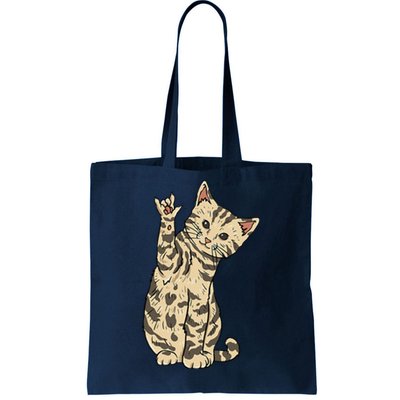 ILY Cat ASL Hand Gesture Deaf Hearing Loss Awareness Tote Bag