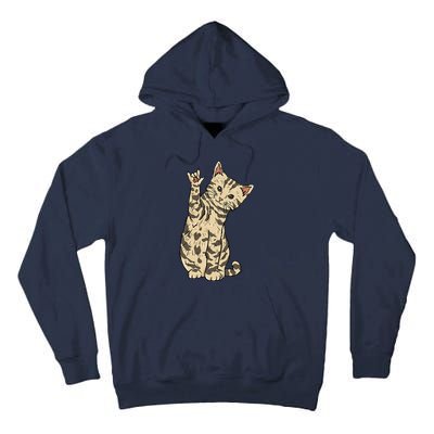 ILY Cat ASL Hand Gesture Deaf Hearing Loss Awareness Tall Hoodie