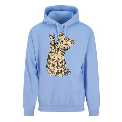 ILY Cat ASL Hand Gesture Deaf Hearing Loss Awareness Unisex Surf Hoodie