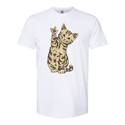 ILY Cat ASL Hand Gesture Deaf Hearing Loss Awareness Softstyle® CVC T-Shirt