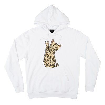 ILY Cat ASL Hand Gesture Deaf Hearing Loss Awareness Hoodie