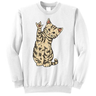 ILY Cat ASL Hand Gesture Deaf Hearing Loss Awareness Sweatshirt