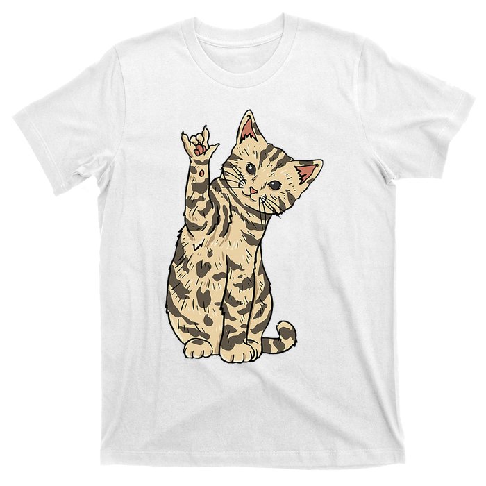 ILY Cat ASL Hand Gesture Deaf Hearing Loss Awareness T-Shirt