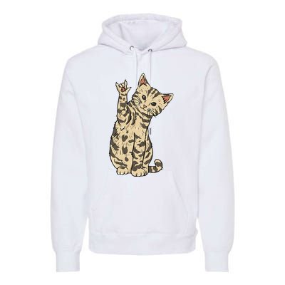 ILY Cat ASL Hand Gesture Deaf Hearing Loss Awareness Premium Hoodie