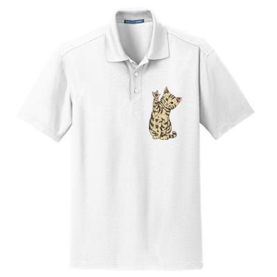 ILY Cat ASL Hand Gesture Deaf Hearing Loss Awareness Dry Zone Grid Polo