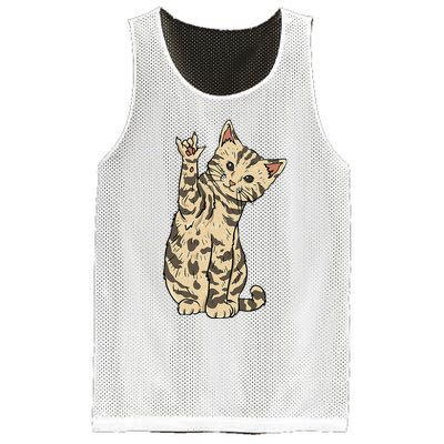 ILY Cat ASL Hand Gesture Deaf Hearing Loss Awareness Mesh Reversible Basketball Jersey Tank