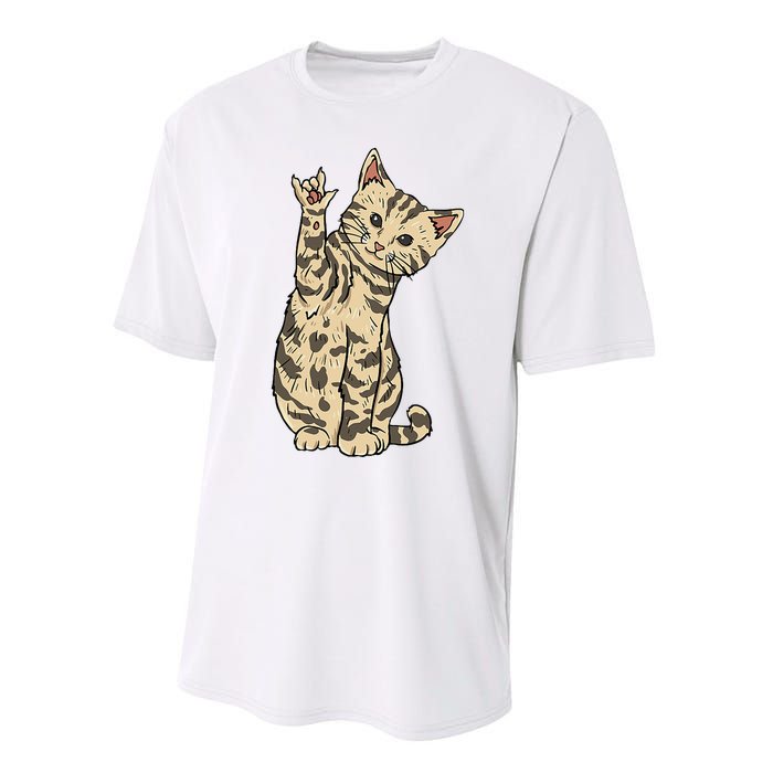 ILY Cat ASL Hand Gesture Deaf Hearing Loss Awareness Performance Sprint T-Shirt