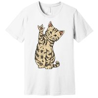 ILY Cat ASL Hand Gesture Deaf Hearing Loss Awareness Premium T-Shirt