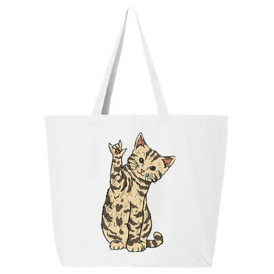 ILY Cat ASL Hand Gesture Deaf Hearing Loss Awareness 25L Jumbo Tote