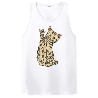 ILY Cat ASL Hand Gesture Deaf Hearing Loss Awareness PosiCharge Competitor Tank