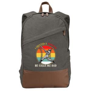 I Created A Monster He Call Me Dad Baseball Father's Day Cotton Canvas Backpack