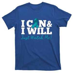 I Can And I Will Beat Ovarian Cancer Warrior Just Watch Me Gift T-Shirt