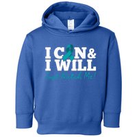 I Can And I Will Beat Ovarian Cancer Warrior Just Watch Me Gift Toddler Hoodie