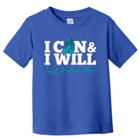 I Can And I Will Beat Ovarian Cancer Warrior Just Watch Me Gift Toddler T-Shirt