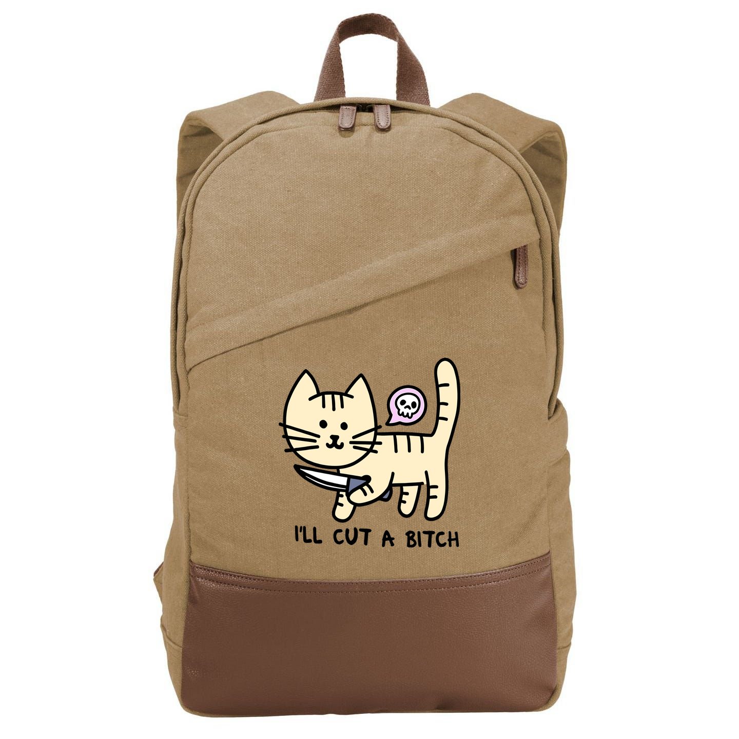 ILl Cut A Bitch Funny Cat Cotton Canvas Backpack