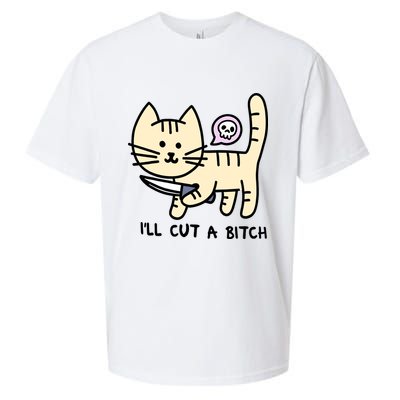 ILl Cut A Bitch Funny Cat Sueded Cloud Jersey T-Shirt