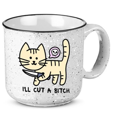ILl Cut A Bitch Funny Cat 15oz Campfire Ceramic Mug