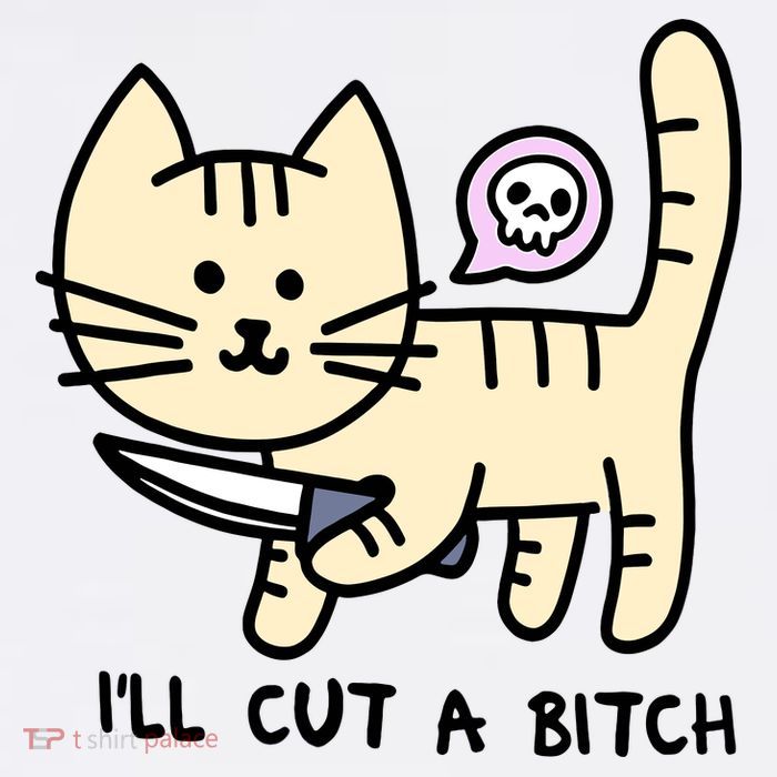 ILl Cut A Bitch Funny Cat Premium T-Shirt