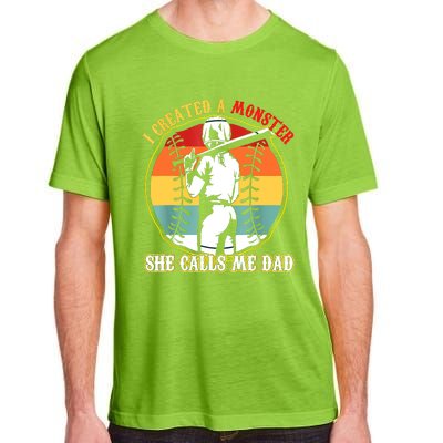 I Created A Monster She Call Me Dad Softball Baseball Lover Adult ChromaSoft Performance T-Shirt