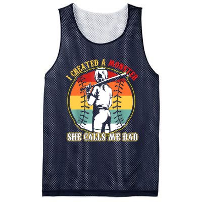 I Created A Monster She Call Me Dad Softball Baseball Lover Mesh Reversible Basketball Jersey Tank