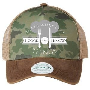 I Cook And I Know Things Funny Cute Hot Chef Gift Legacy Tie Dye Trucker Hat