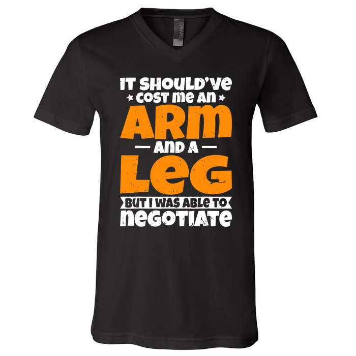 It Cost An Arm And A Leg Funny Amputation Leg Amputee V-Neck T-Shirt