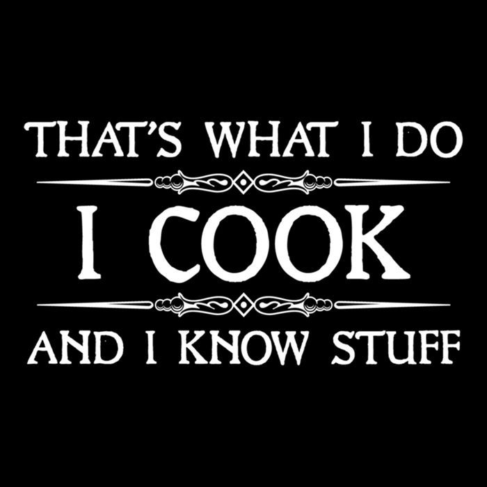 I Cook And I Know Stuff Funny Chef Gift Flexfit Unipanel Trucker Cap