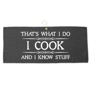 I Cook And I Know Stuff Funny Chef Gift Large Microfiber Waffle Golf Towel