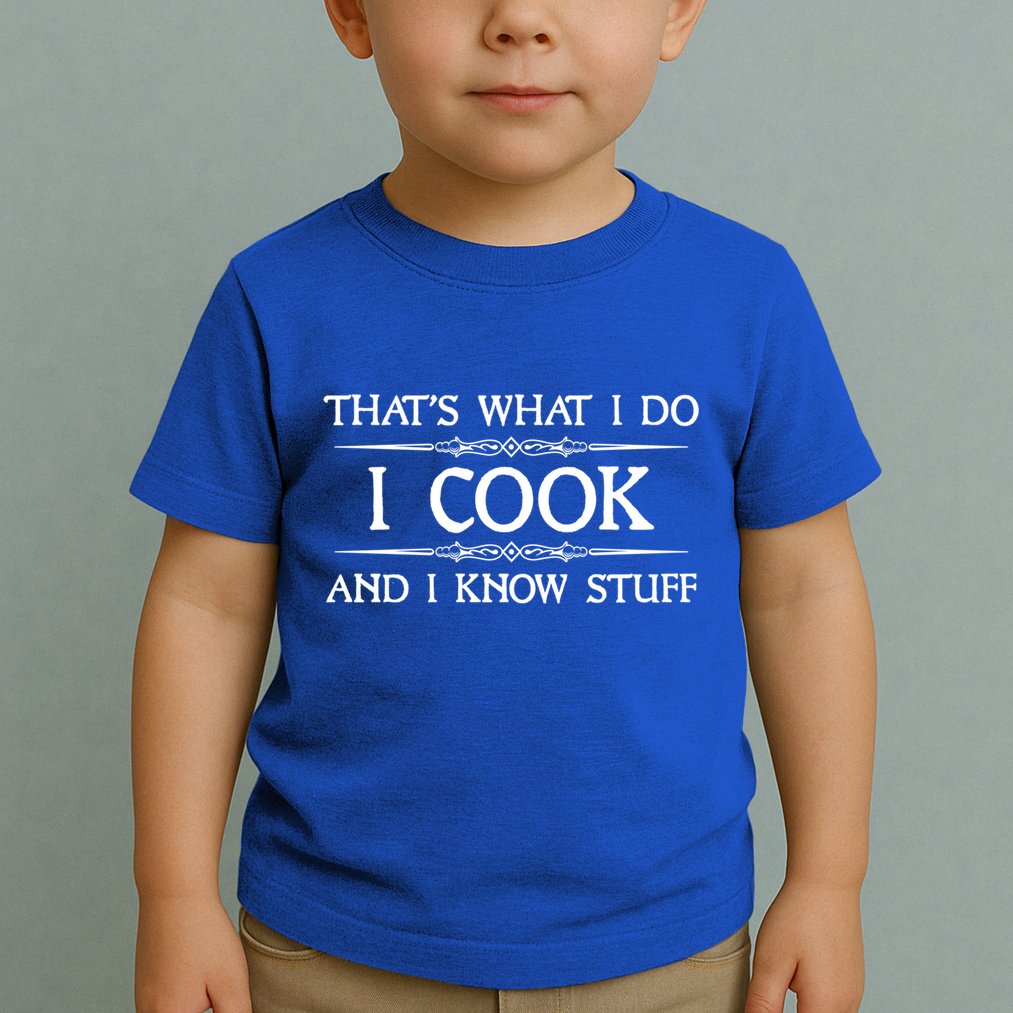 I Cook And I Know Stuff Funny Chef Gift Toddler T-Shirt