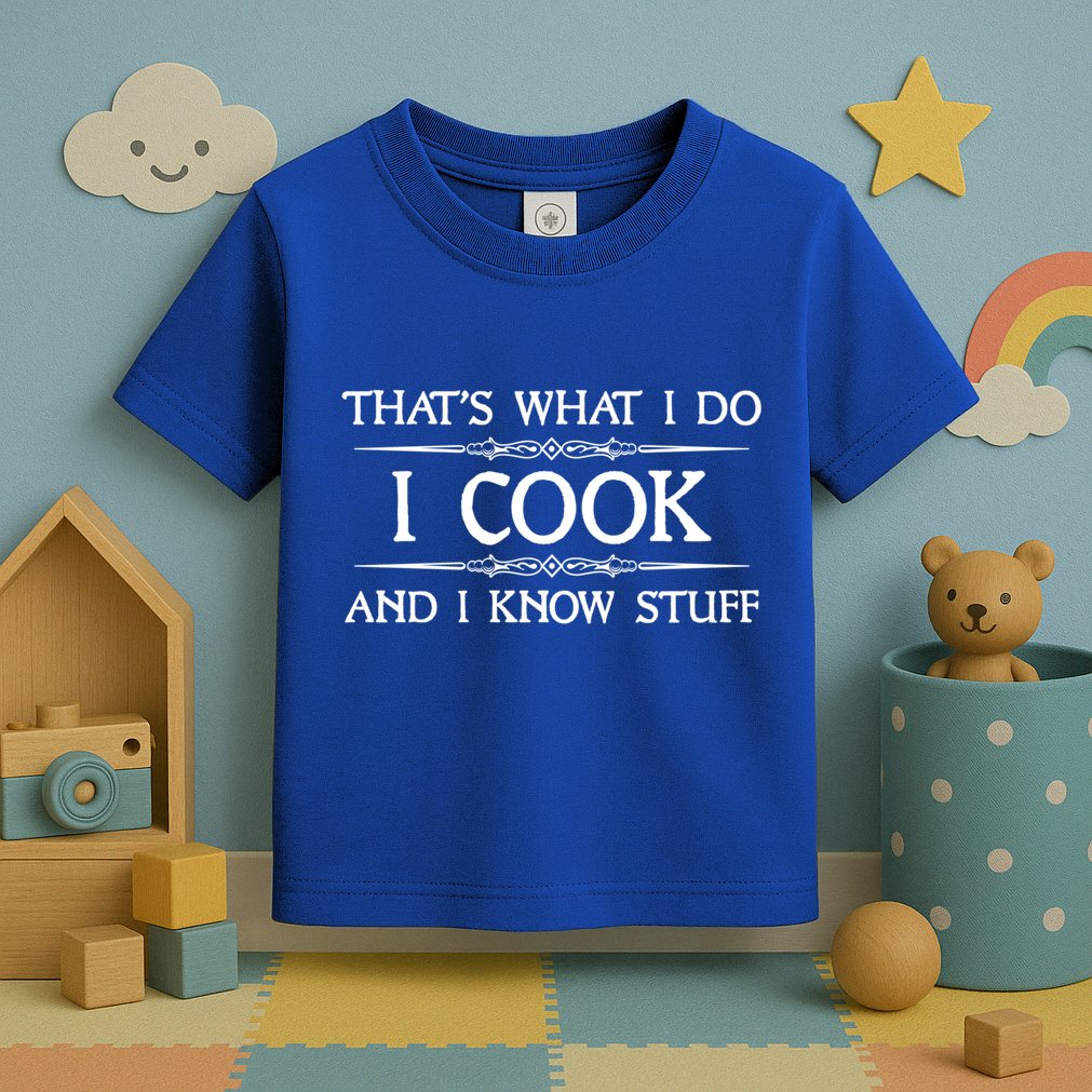 I Cook And I Know Stuff Funny Chef Gift Toddler T-Shirt