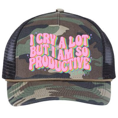 I Cry A Lot But I Am So Productive Retro Rope Trucker Hat Cap