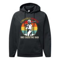 I Created A Monster She Call Me Dad Baseball Softball Dad Performance Fleece Hoodie