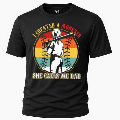 I Created A Monster She Call Me Dad Baseball Softball Dad Cooling Performance Crew T-Shirt