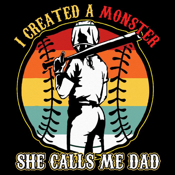 I Created A Monster She Call Me Dad Baseball Softball Dad Drawstring Bag