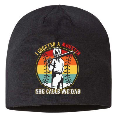 I Created A Monster She Call Me Dad Baseball Softball Dad Sustainable Beanie