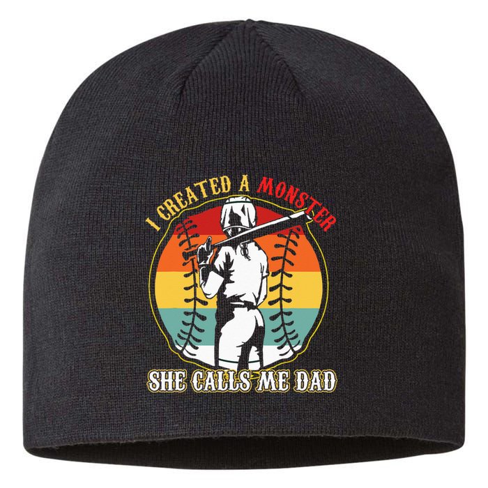 I Created A Monster She Call Me Dad Baseball Softball Dad Sustainable Beanie