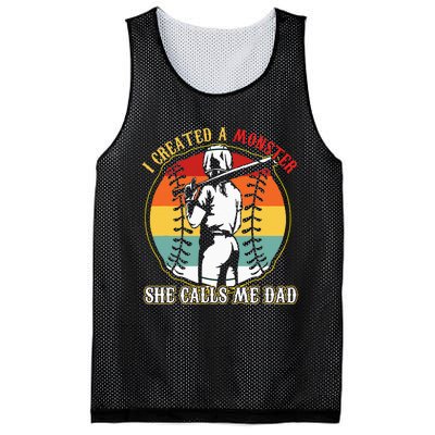 I Created A Monster She Call Me Dad Baseball Softball Dad Mesh Reversible Basketball Jersey Tank