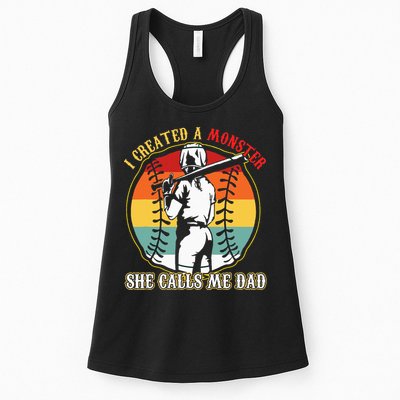 I Created A Monster She Call Me Dad Baseball Softball Dad Womens Tank Top