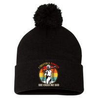 I Created A Monster She Call Me Dad Baseball Softball Dad Pom Pom 12in Knit Beanie