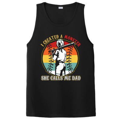 I Created A Monster She Call Me Dad Baseball Softball Dad PosiCharge Competitor Tank