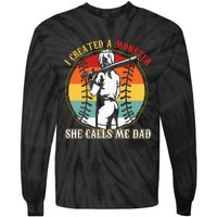 I Created A Monster She Call Me Dad Baseball Softball Dad Tie-Dye Long Sleeve Shirt