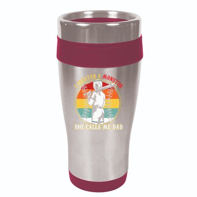 I Created A Monster She Call Me Dad Baseball Softball Dad 16oz Travel Tumbler
