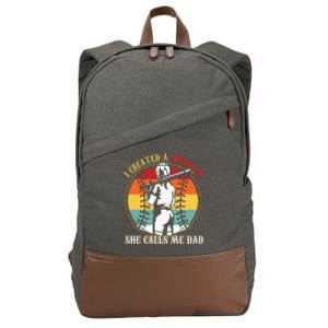 I Created A Monster She Call Me Dad Baseball Softball Dad Cotton Canvas Backpack