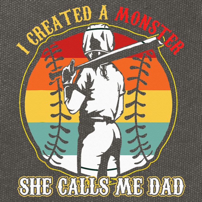 I Created A Monster She Call Me Dad Baseball Softball Dad Cotton Canvas Backpack