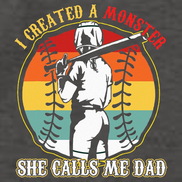 I Created A Monster She Call Me Dad Baseball Softball Dad Vector Backpack