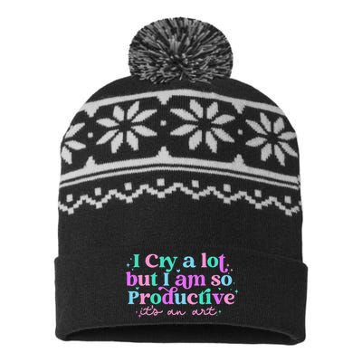 I Cry A Lot But I Am So Productive ItS An Art Outfit USA-Made Snowflake Beanie