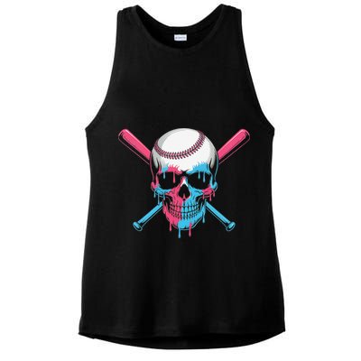 Ice Cream Baseball Fun Summer Sports Dessert Dripping Skull Ladies PosiCharge Tri-Blend Wicking Tank
