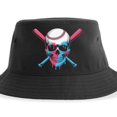 Ice Cream Baseball Fun Summer Sports Dessert Dripping Skull Sustainable Bucket Hat