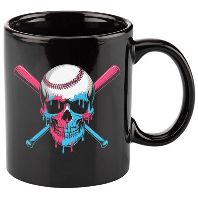 Ice Cream Baseball Fun Summer Sports Dessert Dripping Skull 11oz C Handle Ceramic Mug