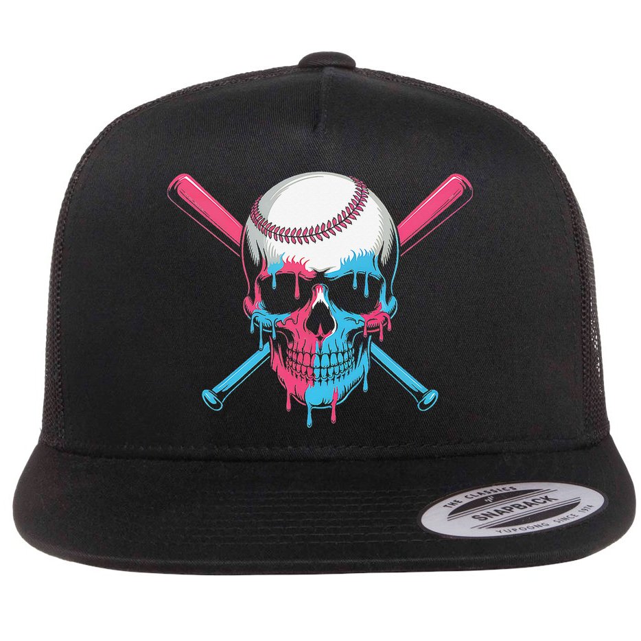 Ice Cream Baseball Fun Summer Sports Dessert Dripping Skull Flat Bill Trucker Hat